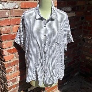NWT Splendid Linen Blend Oversized Striped Shirt size Medium